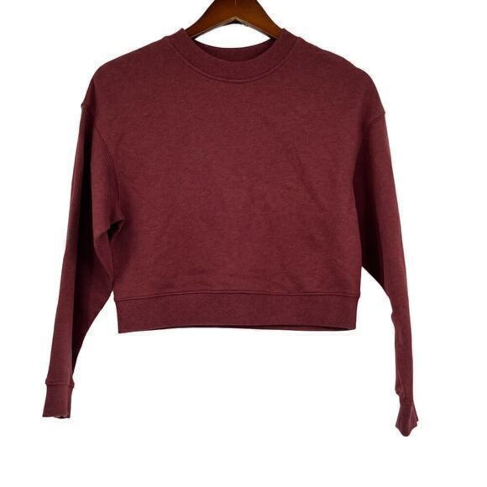 NAADAM Maroon Cropped Crewneck Sweatshirt